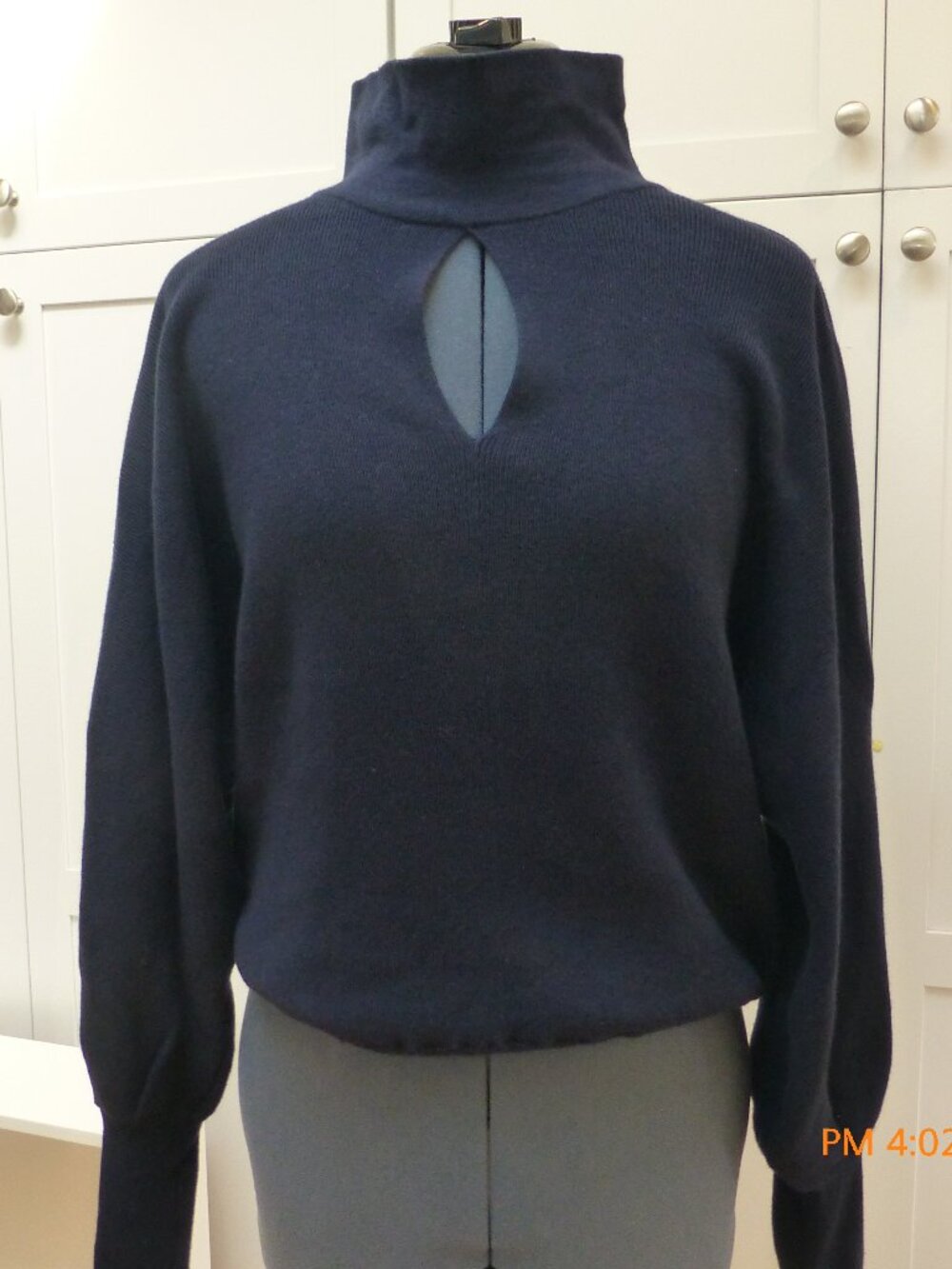 Per Se by Carlisle Cashmere Cotton blend Mock Turtleneck Sweater size M/L Navy